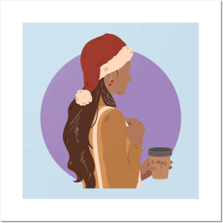 illustrator women coffee x-mas Posters and Art